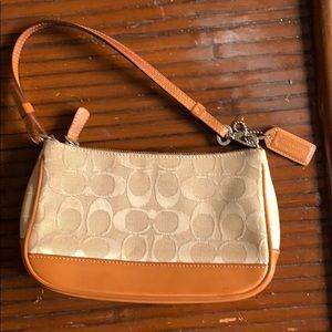 White on Cream Coach Bag!! Barely worn, small.
